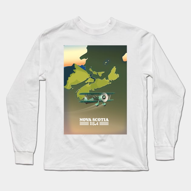 Nova Scotia Canada travel map Long Sleeve T-Shirt by nickemporium1